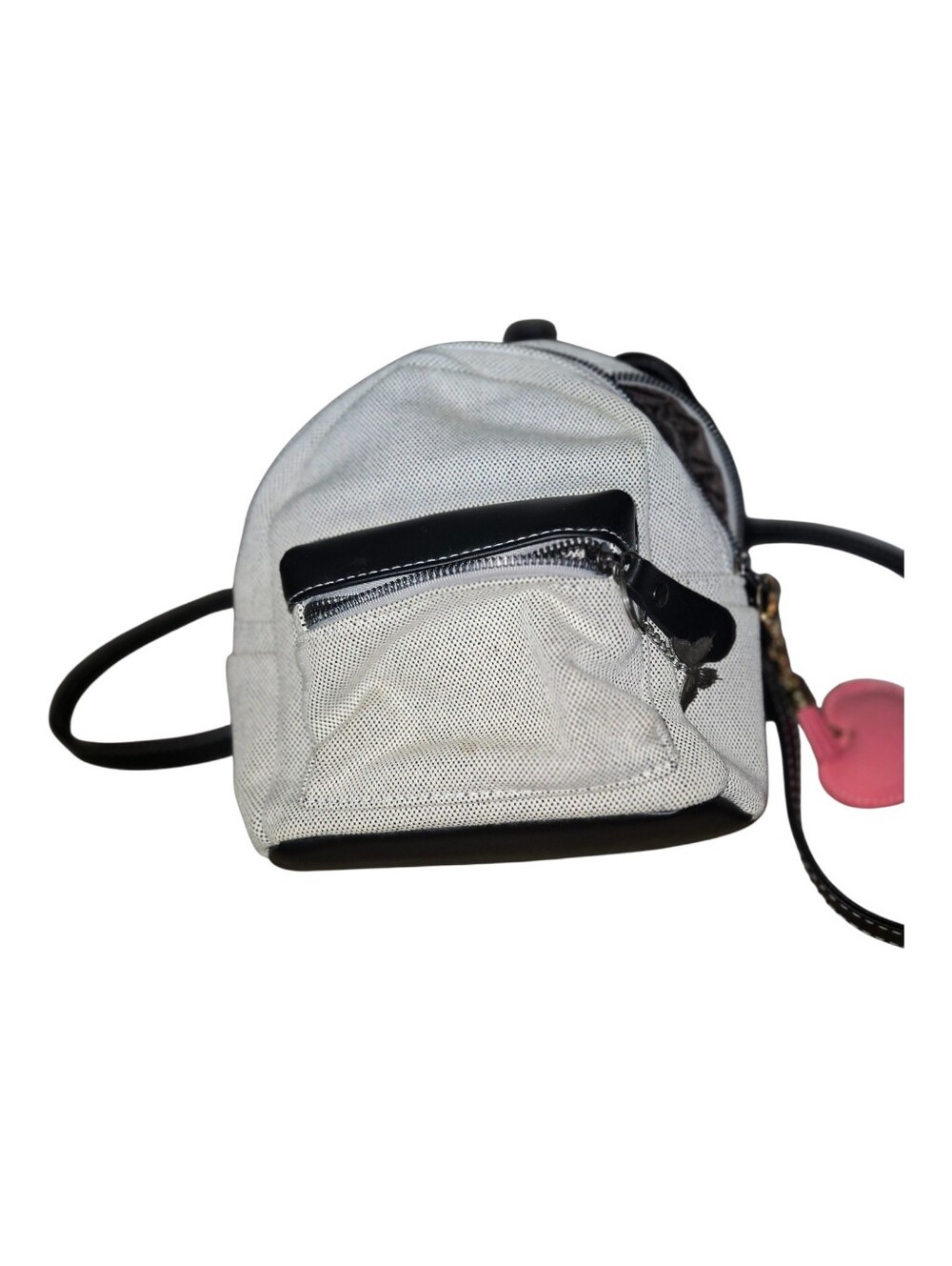 Light Gray Mini Backpack Heart Keychain • Small Travel Bag Cute Everyday Bag12